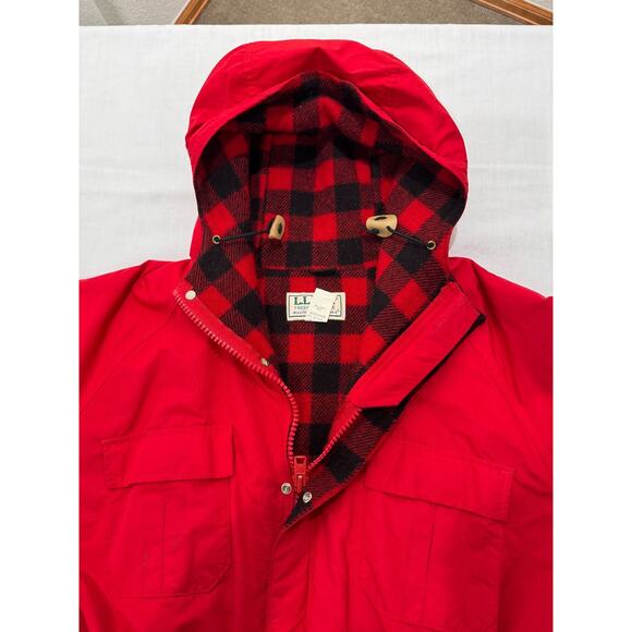 Vintage LL Bean Baxter State Parka Jacket Large Red Buffalo Freeport Maine Hood - Picture 2 of 14